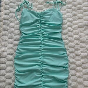 Elegant Mint Green Ruched Dress